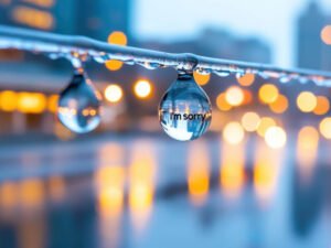 Symbolic image of forgiveness with “I’m sorry” inside a raindrop